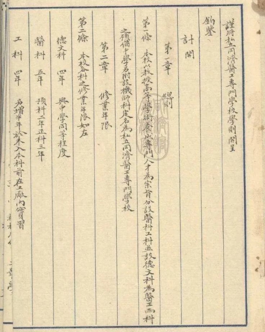 11-1917年《私立同济医工专门学校学则》